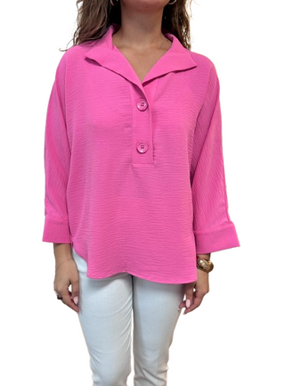 Button Front Swing Blouse, Azalea