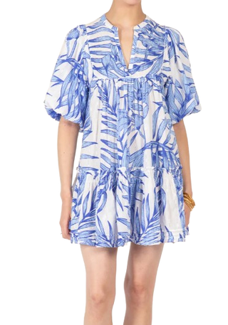 Cruz Mini Dress, Blue Palm