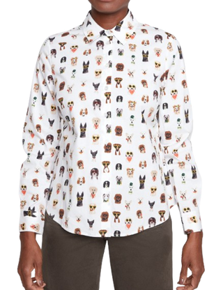 Printed Poplin Top, Dogs