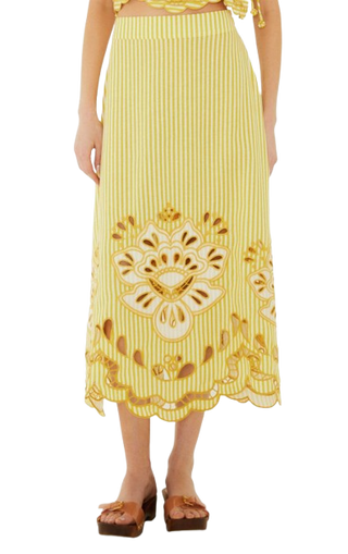 Bicolor Stripes Midi Skirt