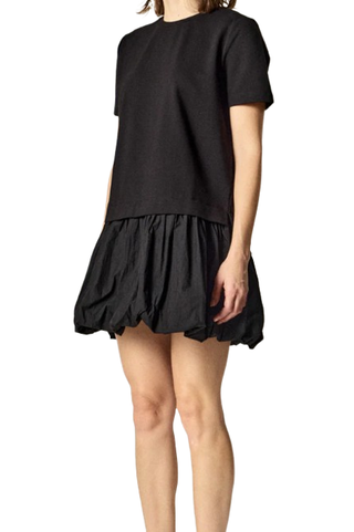Bubble Mixed Media Dress, Black
