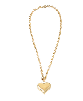 Puff Gold Heart Chain Necklace