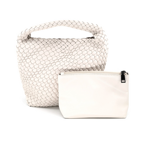 Mini Woven Hobo, White