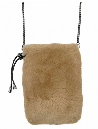 Fur Phone Crossbody, Tan