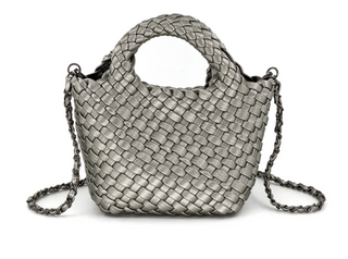 Braided Mini Bag, Pewter
