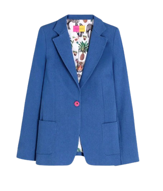Pink Button Blue Blazer