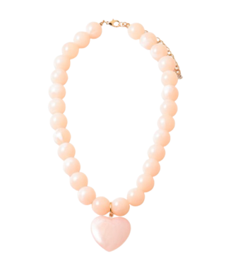 Beaded Heart Necklace, Pink