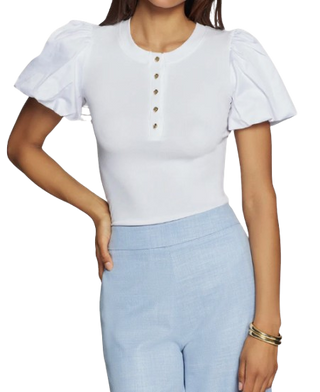 Teigan Poplin Combo Top, White