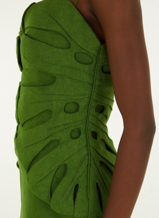 Green Monstera Leaf Maxi Dress