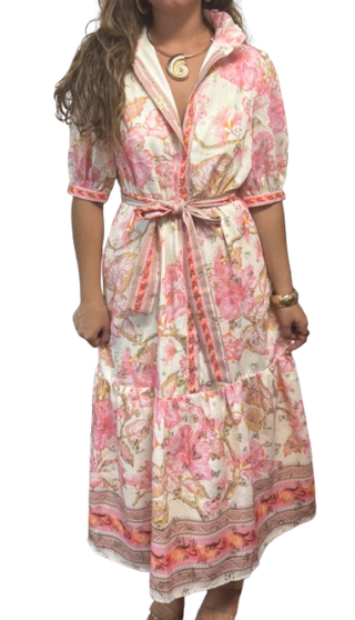 Button Front Short Sleeve Midi