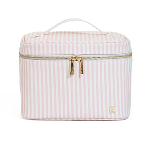 Luxe Vanity Train Case, Pink Stripe