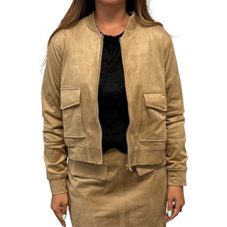 Suede Bomber, Tan