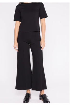 Ponte Wide Leg Crop, Black