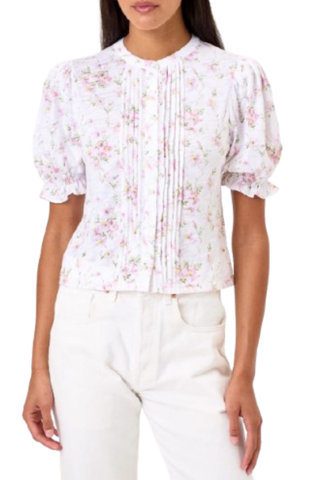 Pin Tuck Blouse, Cherry