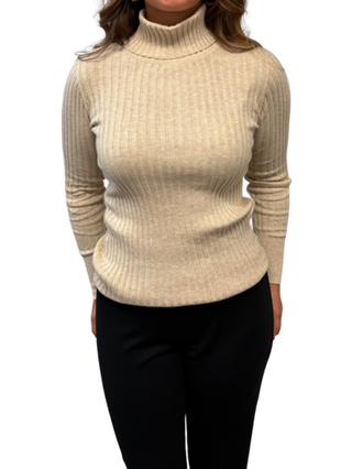 Cotton/Cashmere Turtlneck, Pebble