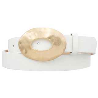 Organic Open Circle Washed Belt, White