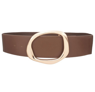 PLUS Open Circle Elastic Belt, Brown
