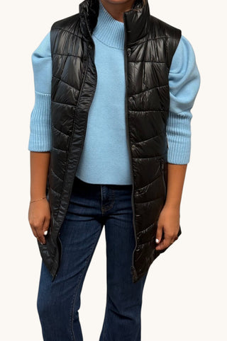 Quilted Puff Vest, Black