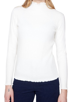 Ruffle Mockneck, Creme