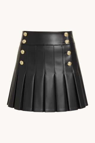 Vegan Pleated Skirt, Black