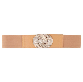 Round Metal Swirl Belt, Camel