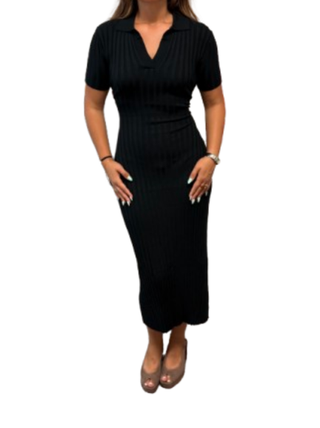 Ribbed Maxi Dress, Black