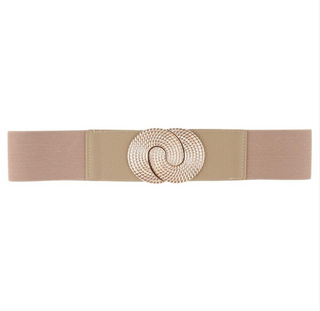 Round Metal Swirl Belt, Khaki