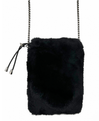 Fur Phone Crossbody, Black