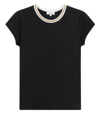 Gold Tipped Ringer Tee, Black