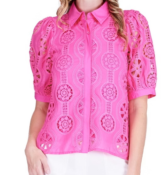 Lace Blouse, Shocking Pink