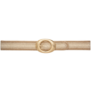 Multi Color Oval Buckle Belt, Khaki
