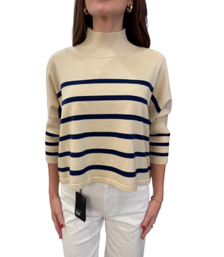 Aja Stripe, Ecru/Navy