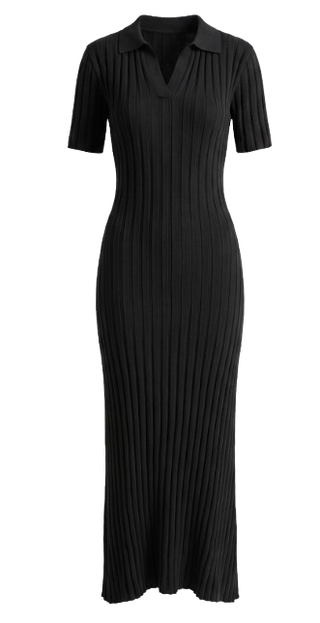 Ribbed Maxi Dress, Black
