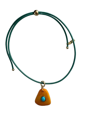 Beach Combing Necklace -Turquoise / Orange