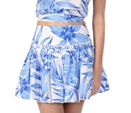 Angele Mini Skirt, Blue Palm