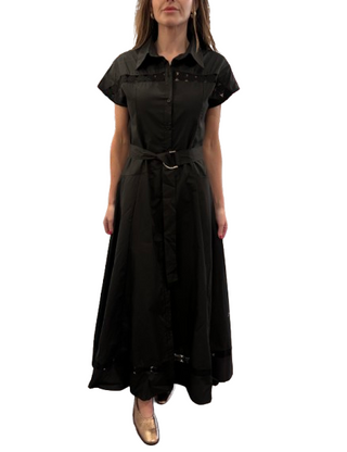 Shirt Collar Maxi Dress, Black