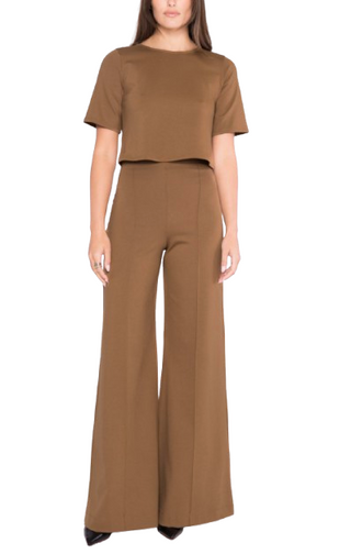 Ponte Wide Leg Crop, Camel