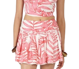 Angele Mini Skirt, Pink Palm