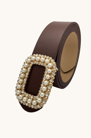 Pearl Buckle Belt, Coffee