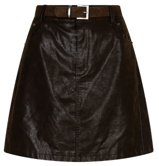 Faux Leather Belted Skirt