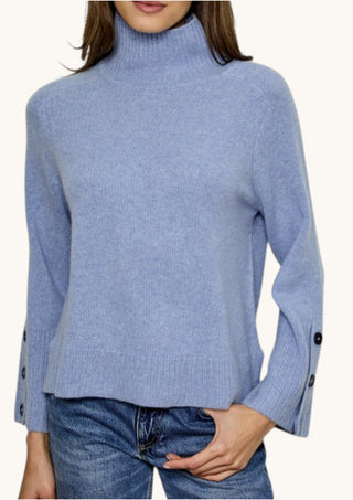 Button Sleeve Turtleneck