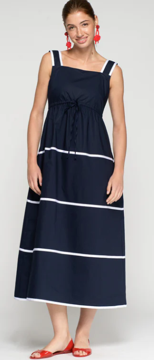 White Stiped Navy Dress