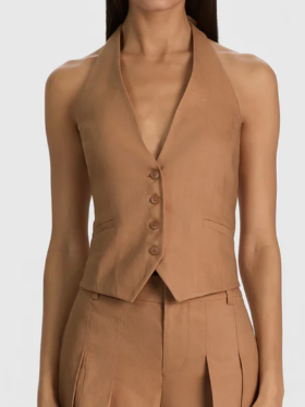 Erica Collarless Deep V Neck Vest