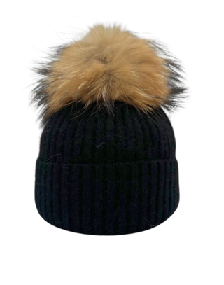 Angora/Wool Hat, Black/Natural