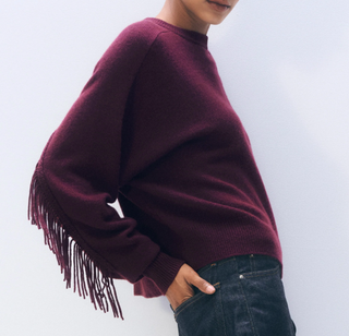 Cashmere Blend Luxe Fringe Crew