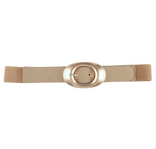 Oval Metal Accent Belt, Taupe