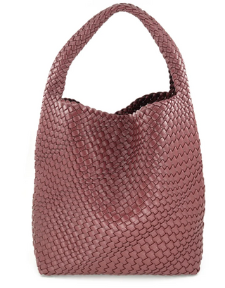 Large Woven Tote, Burgundy