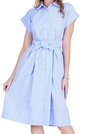 Stripe Placket Midi Shirtdress