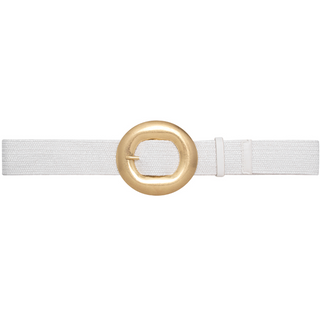 Rounded Buckle Belt, White