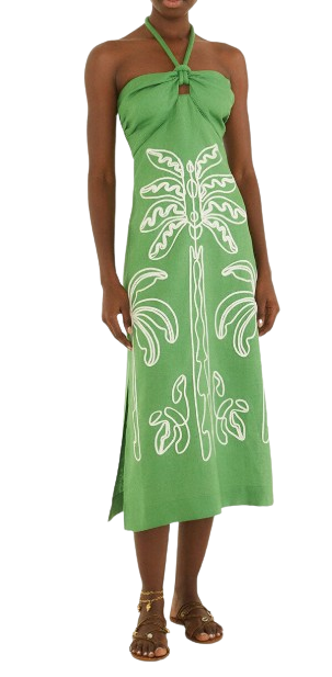 Green Palm Midi Dress